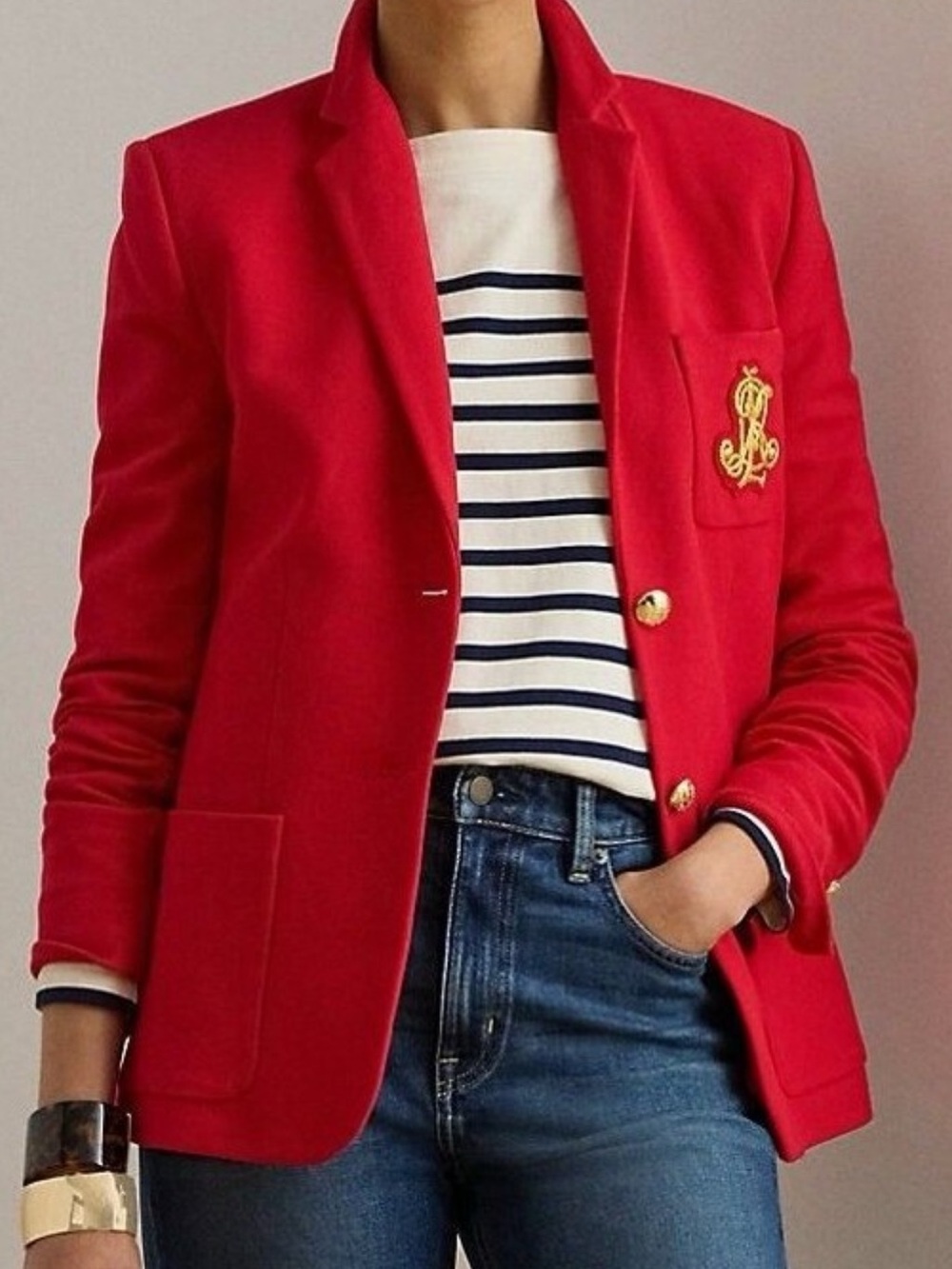 Ralph Lauren Red Crest-Blazer with Gold Buttons